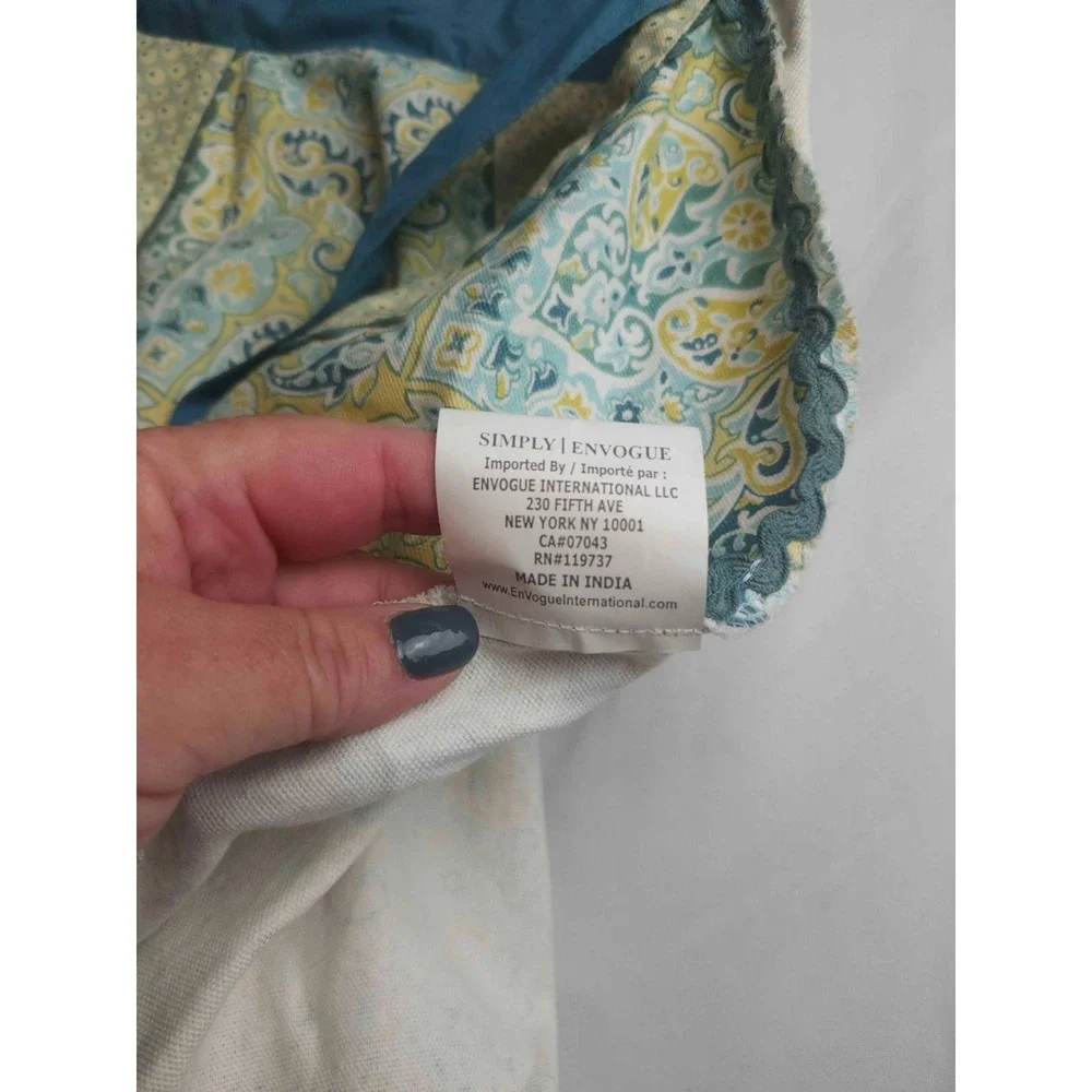 Simply Envogue Apron Womens One Size Blue Yellow Paisley Cotton Kitchen Cooking